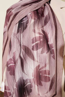 Akvarel Desen Bambu Kraş Şal Kum Bej - Başörtüsü