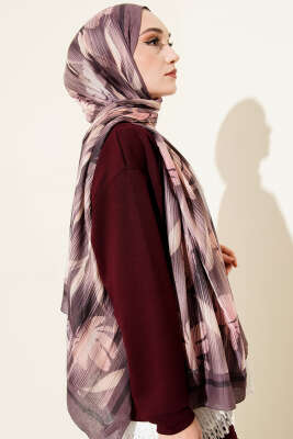 Akvarel Desen Bambu Kraş Şal Latte - Başörtüsü