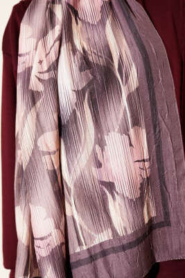 Akvarel Desen Bambu Kraş Şal Latte - Başörtüsü