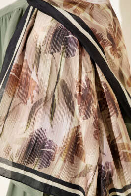 Akvarel Desen Bambu Kraş Şal Siyah - Başörtüsü