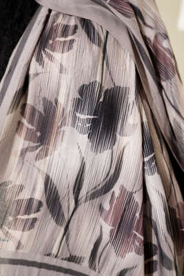 Akvarel Desen Bambu Kraş Şal Taş Gri - Başörtüsü