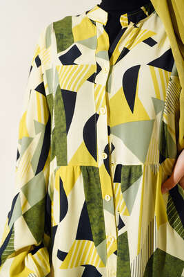 Alaçatı Dokuma Kloş Elbise Yağ Yeşili - Thumbnail