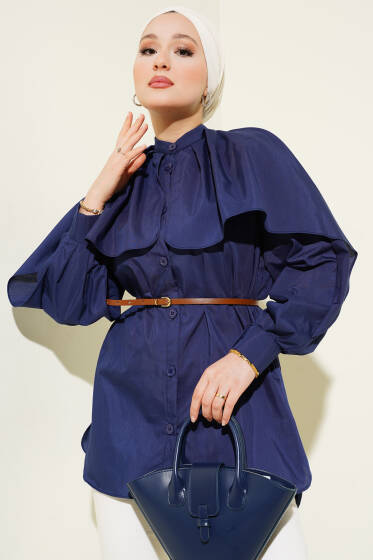 Allerli Kemerli Poplin Gömlek Parlement - Gömlek