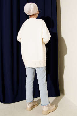 Alt Dikişli Yumoş Triko Tunik Ekru - Tunik