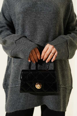 Alt Dikişli Yumoş Triko Tunik Füme - Tunik