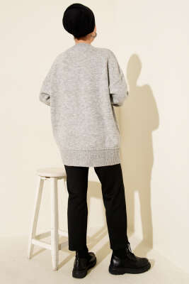 Alt Dikişli Yumoş Triko Tunik Gri - Tunik