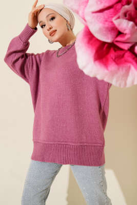 Alt Dikişli Yumoş Triko Tunik Magenta - ARISOY