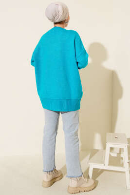 Alt Dikişli Yumoş Triko Tunik Mavi - Tunik