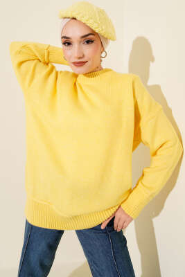 Alt Dikişli Yumoş Triko Tunik Sarı - Tunik