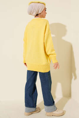 Alt Dikişli Yumoş Triko Tunik Sarı - Tunik