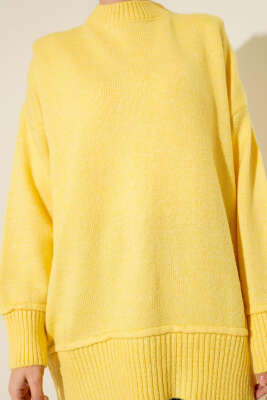 Alt Dikişli Yumoş Triko Tunik Sarı - Tunik