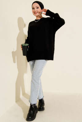 Alt Dikişli Yumoş Triko Tunik Siyah - ARISOY