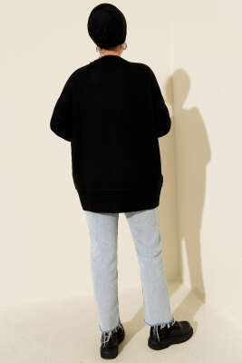 Alt Dikişli Yumoş Triko Tunik Siyah - Tunik