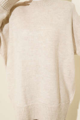 Alt Dikişli Yumoş Triko Tunik Taş - Tunik