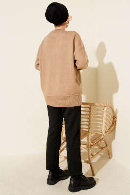 Alt Dikişli Yumoş Triko Tunik Vizon - Tunik