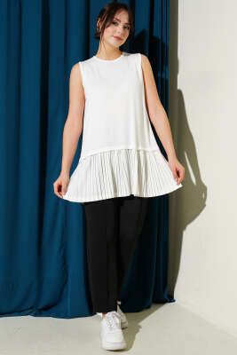 Alt Piliseli Kolsuz İçlik Ekru - Kadın İçlik