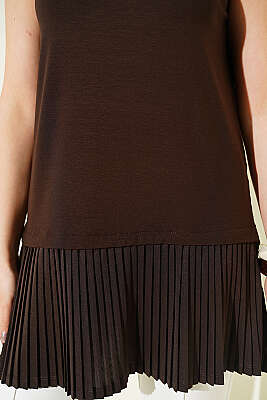 Alt Piliseli Kolsuz İçlik Kahve - Kadın İçlik