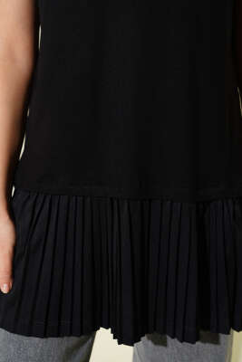 Alt Piliseli Kolsuz İçlik Siyah - Kadın İçlik