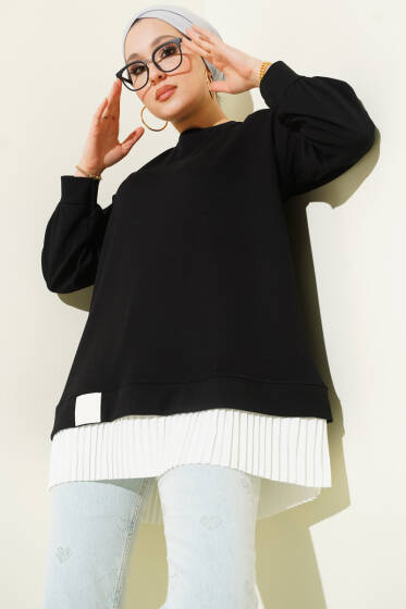 Alt Piliseli Loyşa Tunik Siyah - Tunik