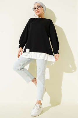 Alt Piliseli Loyşa Tunik Siyah - Tunik