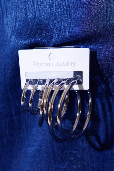 Altılı Halka Küpe Seti Gümüş - Küpe