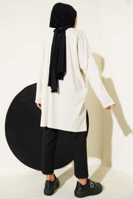 Always Baskılı Oversize Tunik Bej - Tunik