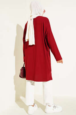 Always Baskılı Oversize Tunik Bordo - Tunik