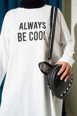 Always Baskılı Oversize Tunik Ekru - Tunik