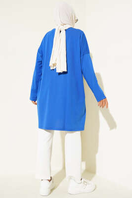 Always Baskılı Oversize Tunik Saks - Tunik