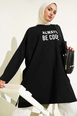 Always Baskılı Oversize Tunik Siyah 