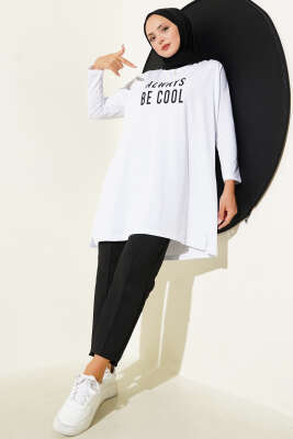 Always Be Cool Baskılı Tunik Beyaz - Tunik