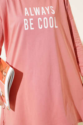 Always Be Cool Baskılı Tunik Gül Kurusu - Tunik