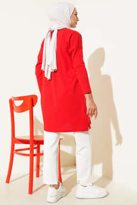 Always Be Cool Baskılı Tunik Kırmızı - Yılın Fırsatı