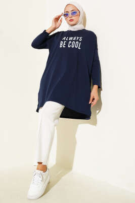 Always Be Cool Baskılı Tunik Lacivert - Tunik