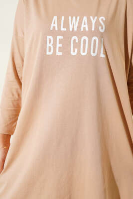 Always Be Cool Baskılı Tunik Latte - Tunik