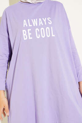 Always Be Cool Baskılı Tunik Lila - Yılın Fırsatı