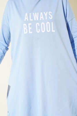 Always Be Cool Baskılı Tunik Mavi - Tunik