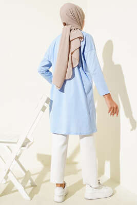 Always Be Cool Baskılı Tunik Mavi - Yılın Fırsatı