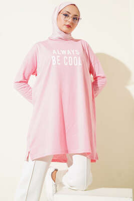 Always Be Cool Baskılı Tunik Pembe 