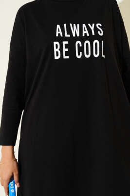 Always Be Cool Baskılı Tunik Siyah - Yılın Fırsatı