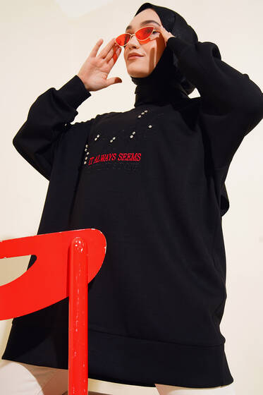 Always Seems Baskılı Tunik Siyah - Tunik