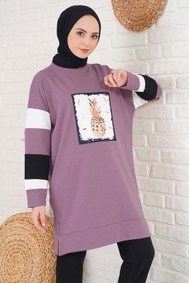 Ananas Desenli Magenta Tunik - NOBBY