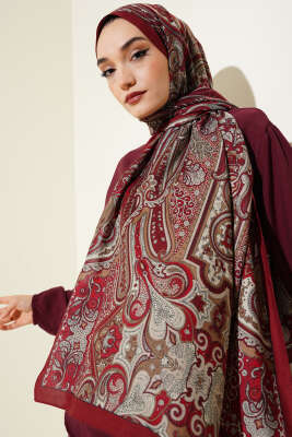 Anatolia Desen Soft Şal Bordo - Başörtüsü