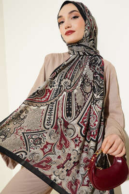 Anatolia Desen Soft Şal Siyah Bordo 