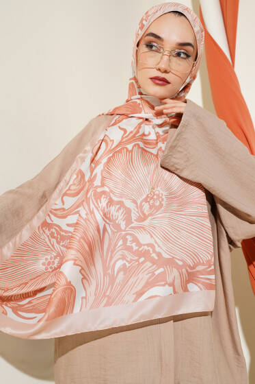 Antik Çiçek Desen Cupra Şal Yavru Ağzı - Başörtüsü