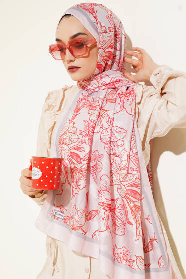 Antik Çiçekli Soft Şal Pembe - Başörtüsü