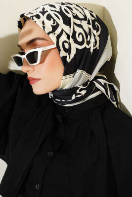 Antik Motif Twill Eşarp Gri 