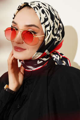 Antik Motif Twill Eşarp Kırmızı 