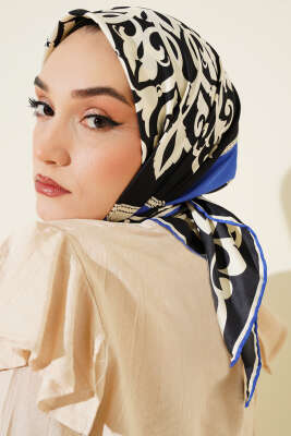 Antik Motif Twill Eşarp Saks 