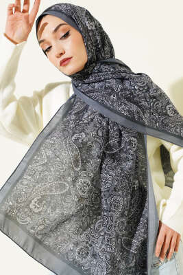 Antik Motifli Soft Şal Füme - Başörtüsü
